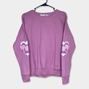 SHAPEAU Sweatshirt Size S/M Pink Color Embroidered Heart Patches Oversized GUC